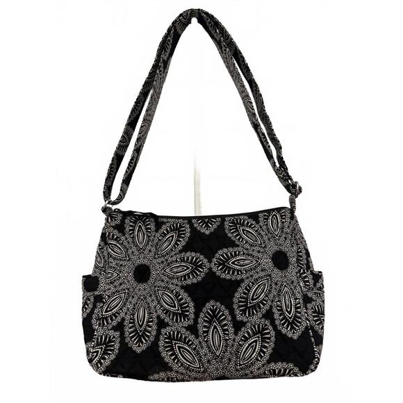 Vera Bradley large crossbody bag in a black and white floral pattern - Picture 7 of 8
